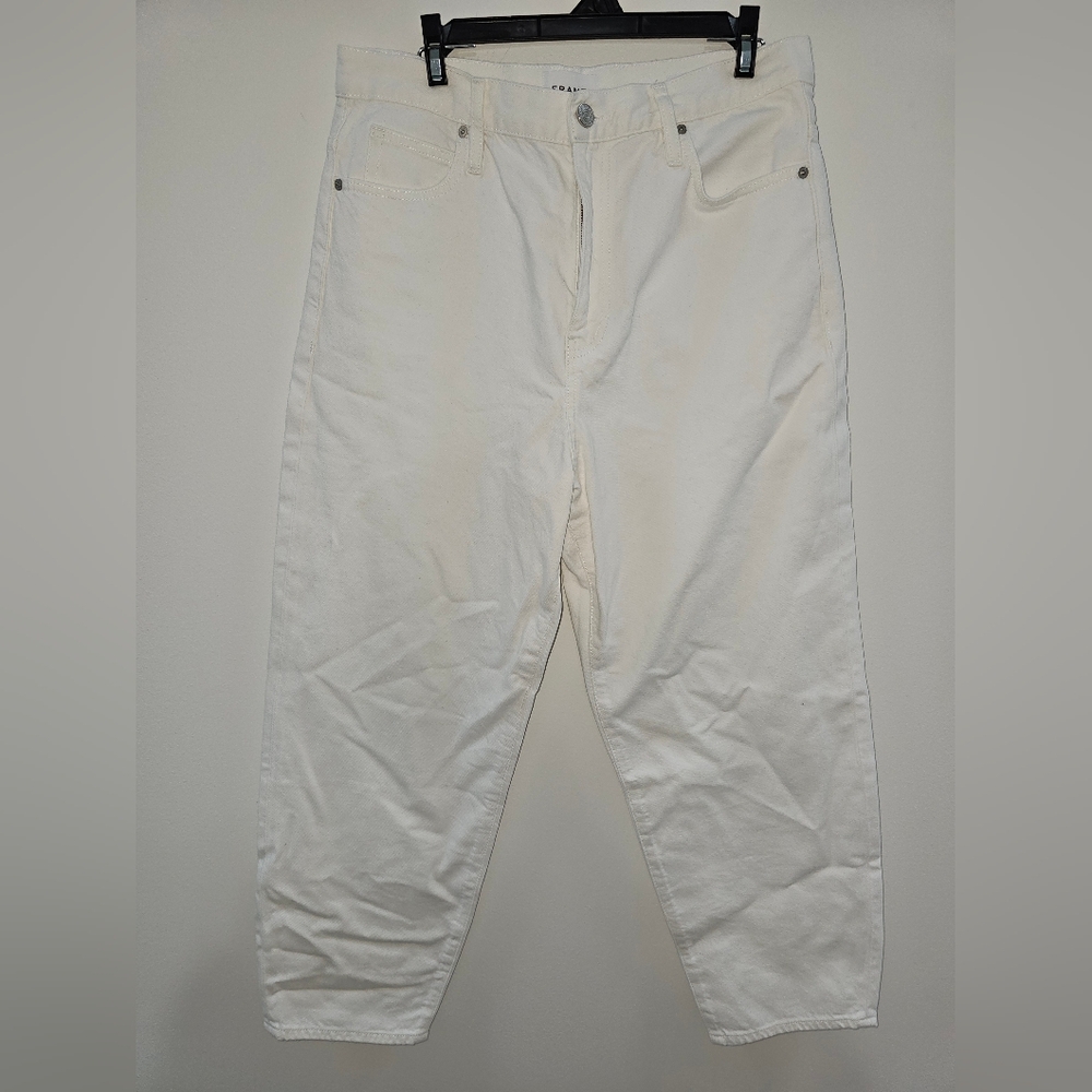 Frame Denim Jeans Womens 32 Ultra High Rise Barrell White LIKE NEW - Picture 2 of 13